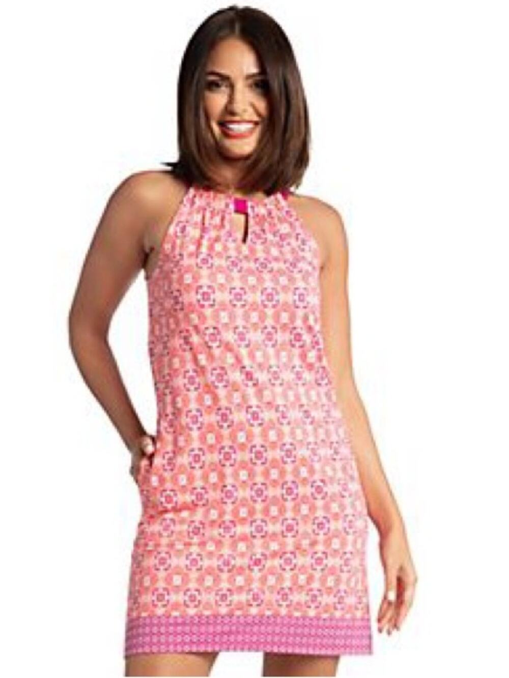 CABANA LIFE Sleeveless UPF 50+ Shift Dress in Coral Gable